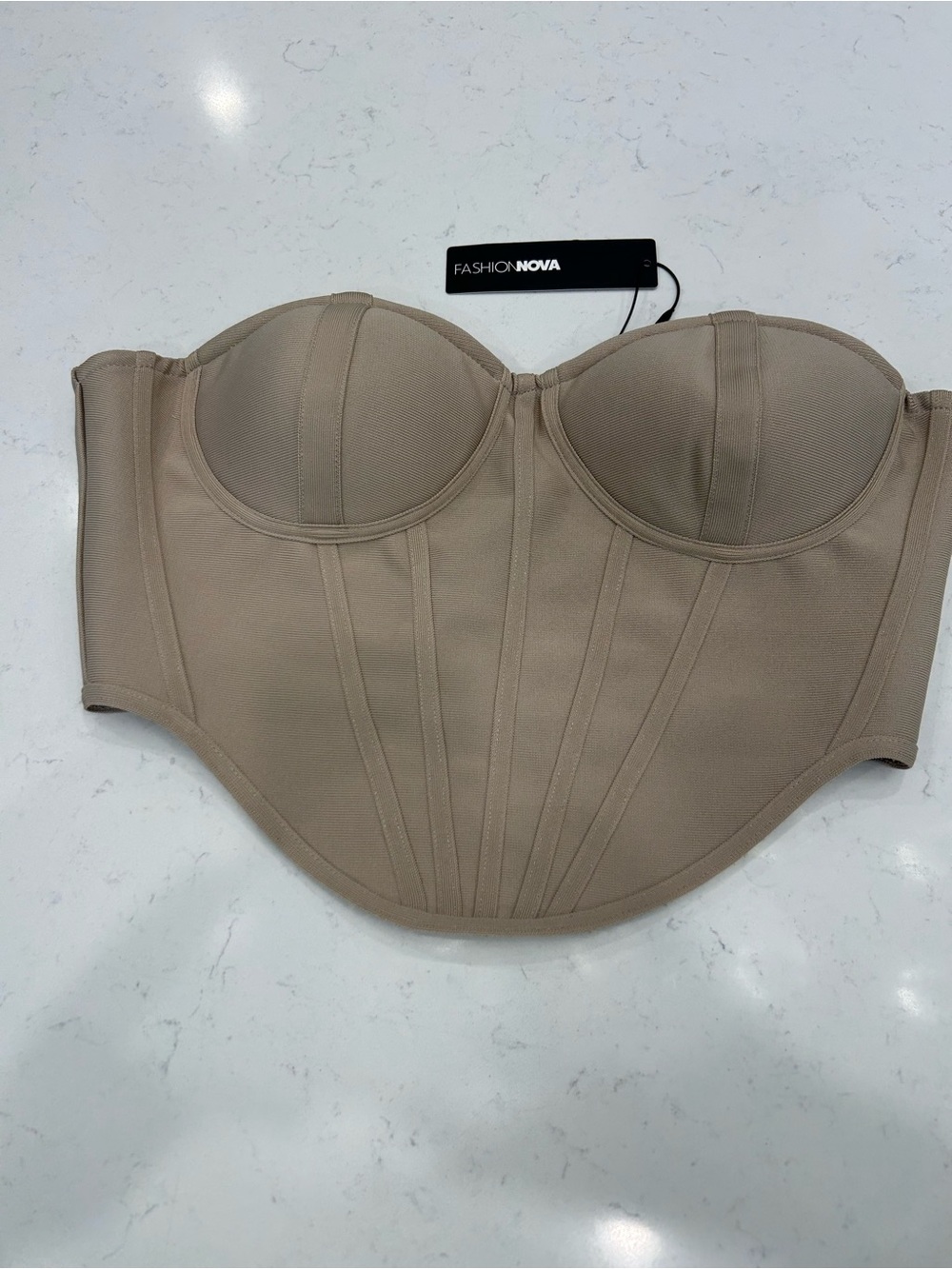Fashion Nova Strapless Longline Bustier - Beige Taupe